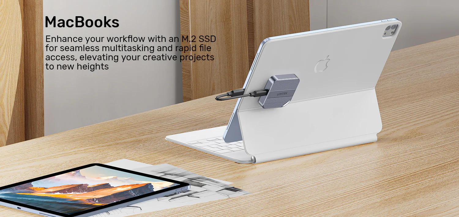 UNITEK Magnetic M.2 2230 NVMe SSD Enclosure, 10Gbps USB-C, 100W PD Pass-Through, MagSafe Compatible for iPhone 17/16/15