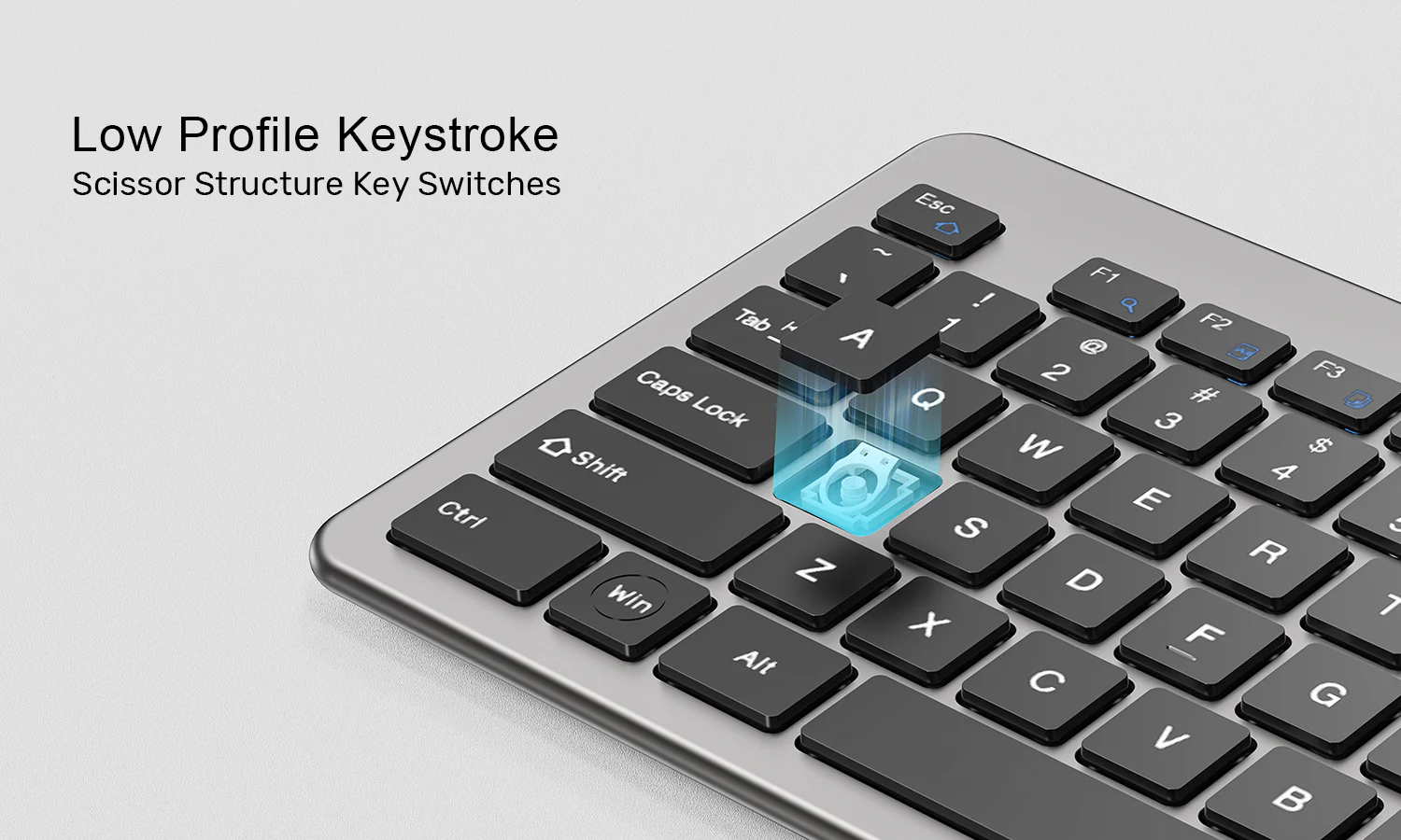 UNITEK SlimTap Ultra Light Wired Keyboard, 104 Keys, Ultra-Slim 18.4mm Profile, Silent Scissor-Switch Keys