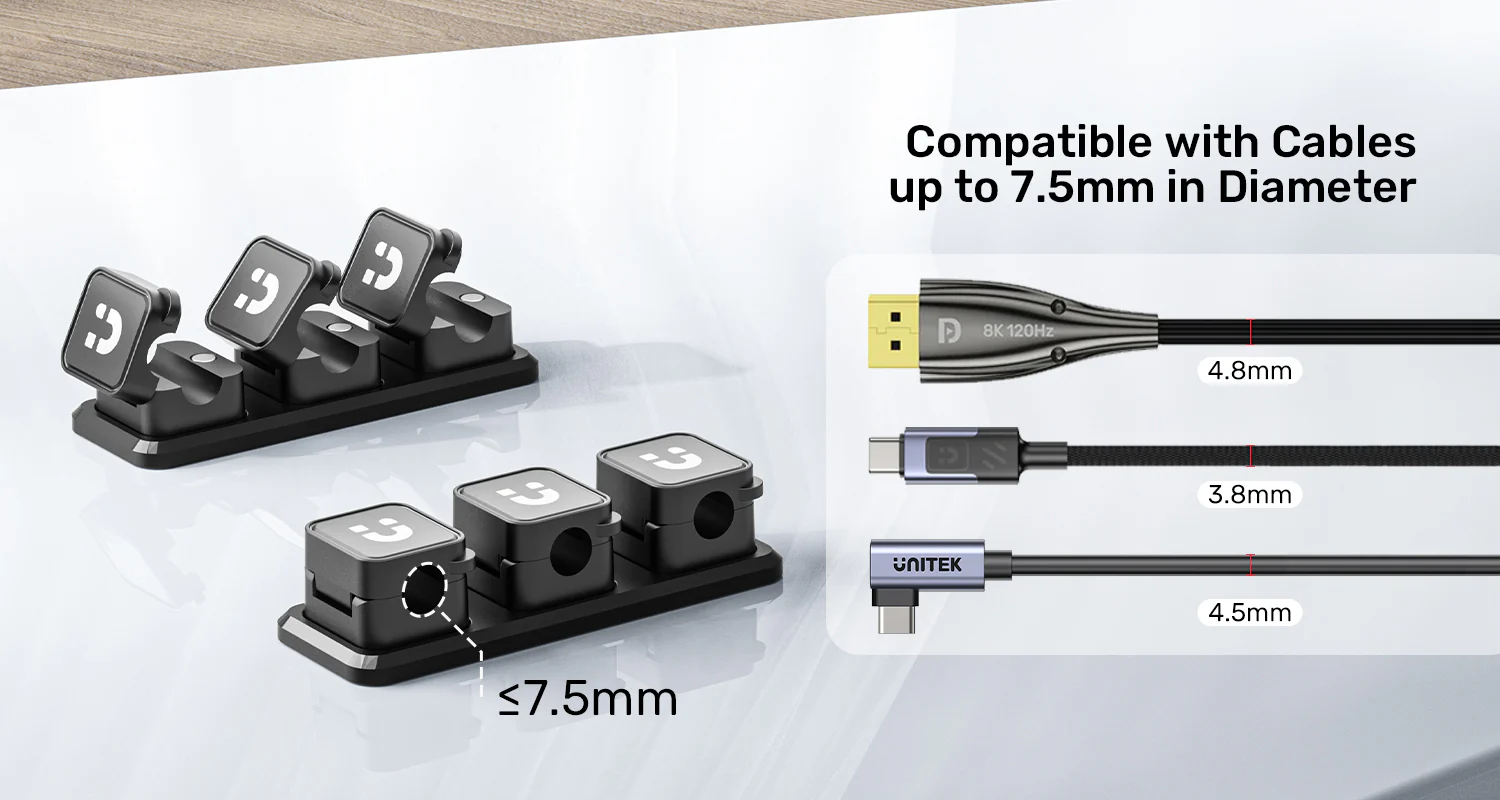 UNITEK T1117ABK01 Cable Management for Desk Office Home Travel