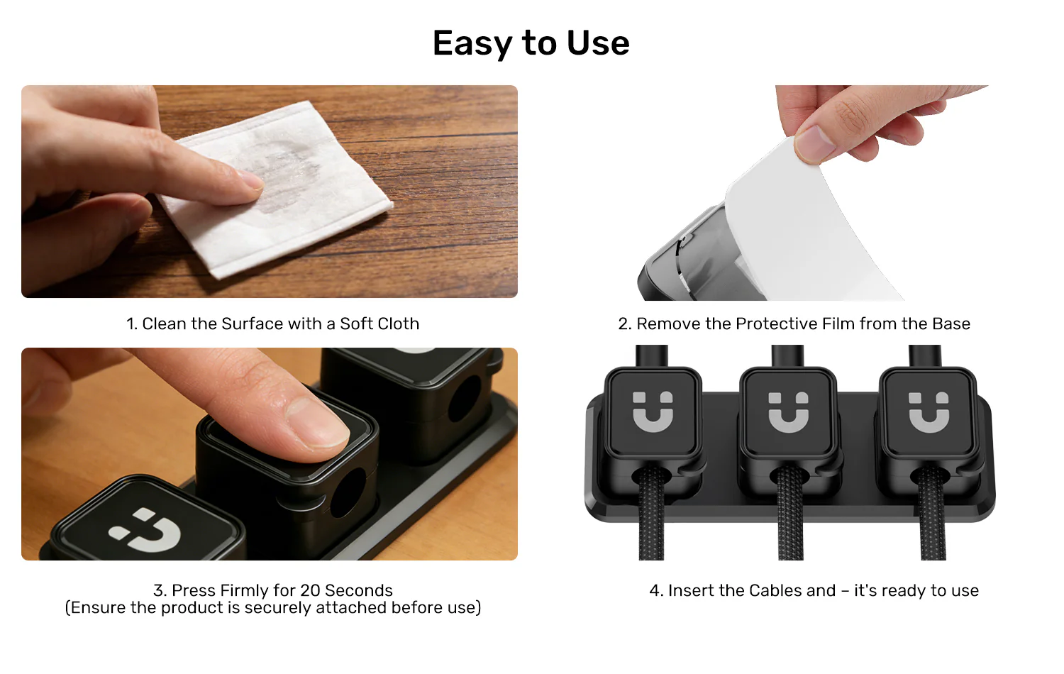 UNITEK T1117ABK01 Cable Management for Desk Office Home Travel