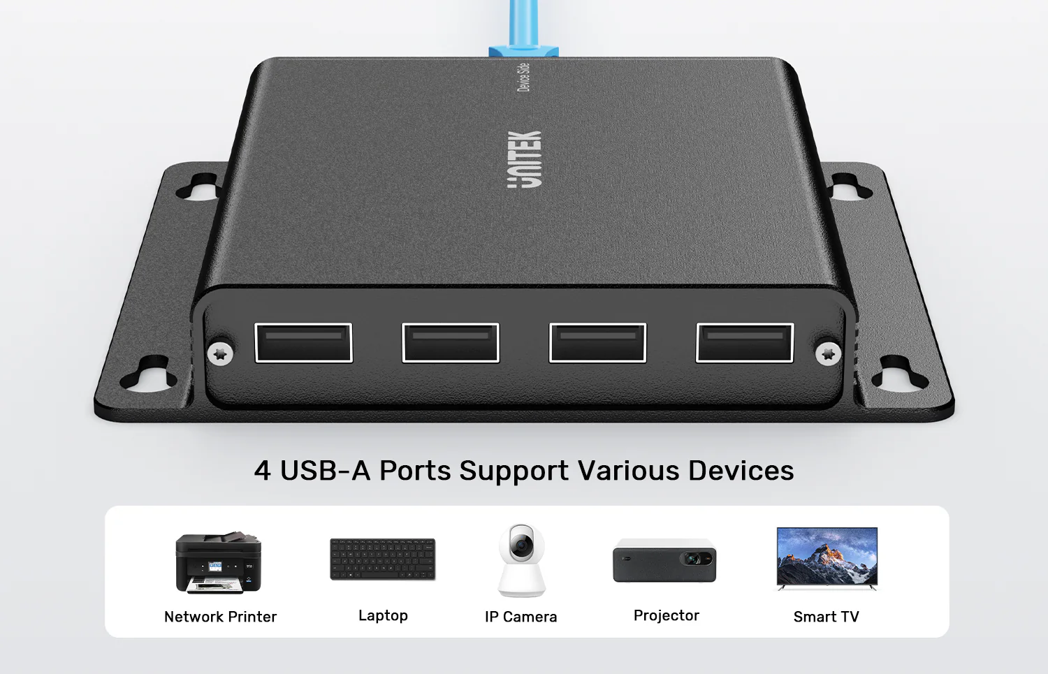 UNITEK 150M USB Extender Over Ethernet with 4-Port Hub, POC Over Cat6 Up to 150 Meters, 480Mbps High-Speed Data Transfer