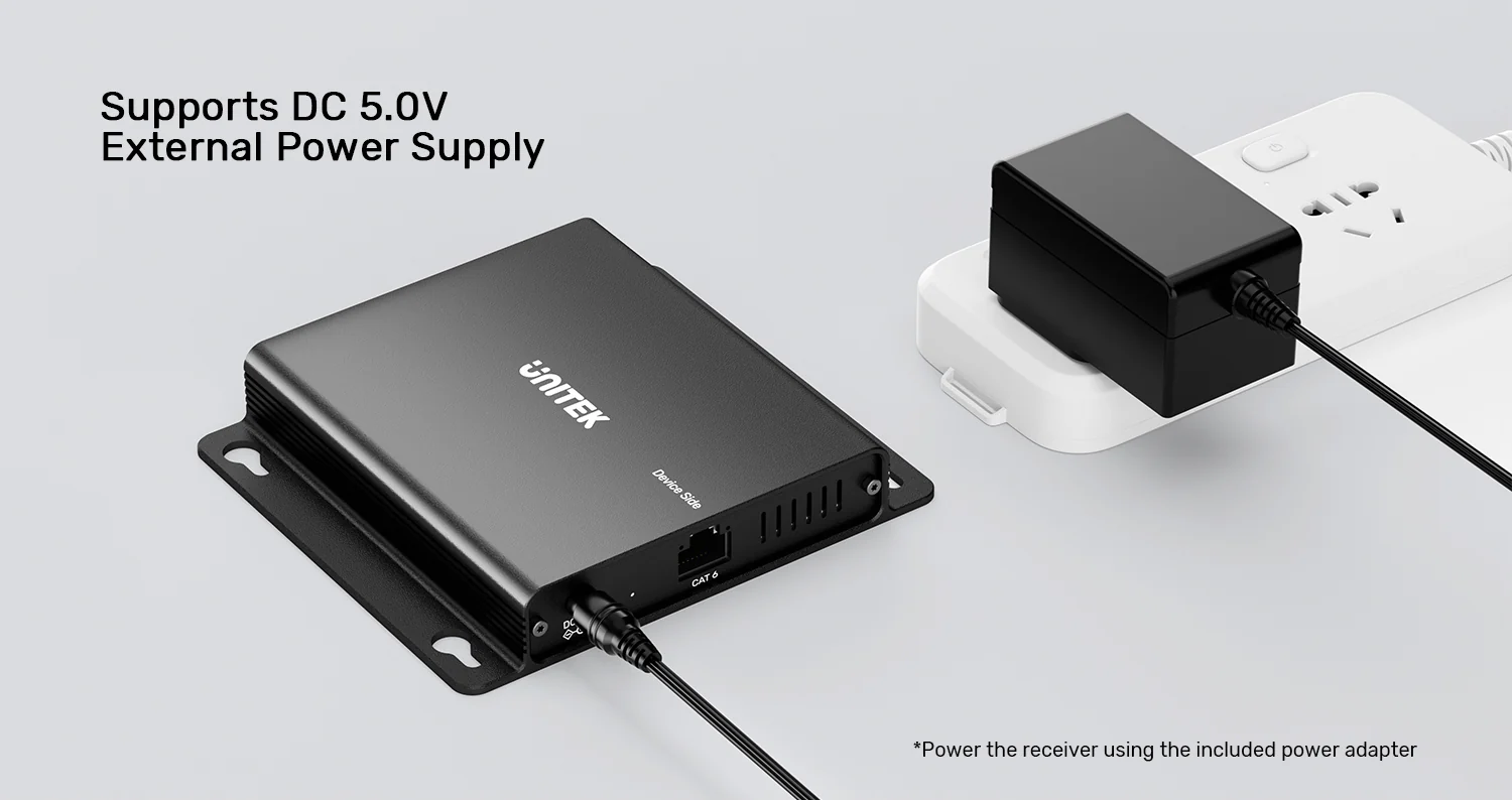 UNITEK 150M USB Extender Over Ethernet with 4-Port Hub, POC Over Cat6 Up to 150 Meters, 480Mbps High-Speed Data Transfer