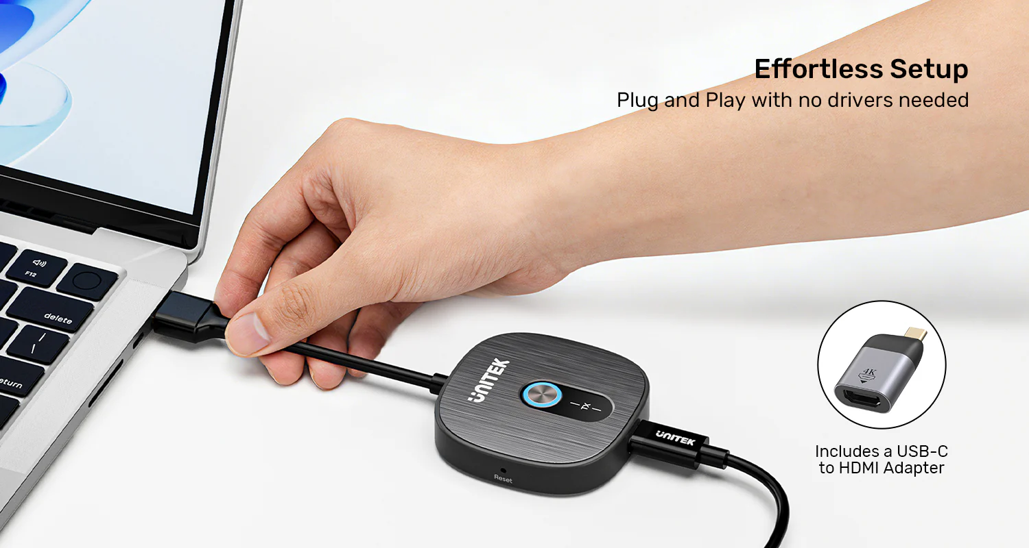 UNITEK Wireless 1080p HDMI Transmitter with Dual Receivers, 50m Range, Plug-and-Play, 2x 1080p@60Hz Output