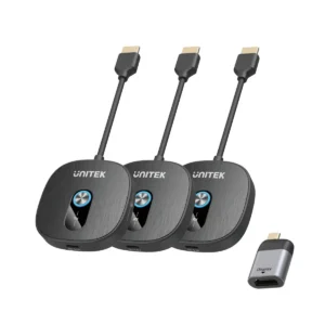 UNITEK Wireless 1080p HDMI Transmitter with Dual Receivers, 50m Range, Plug-and-Play, 2x 1080p@60Hz Output