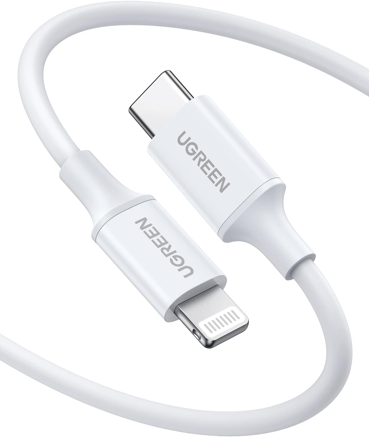 Buy UGREEN 10493 USB-C to Lightning MFi Certified PD Fast Charging Cable (1 Meter) Rubber Shell White for iPhone 14 Pro Max/14/13/12/11/SE Online in Pakistan - UGREEN PK