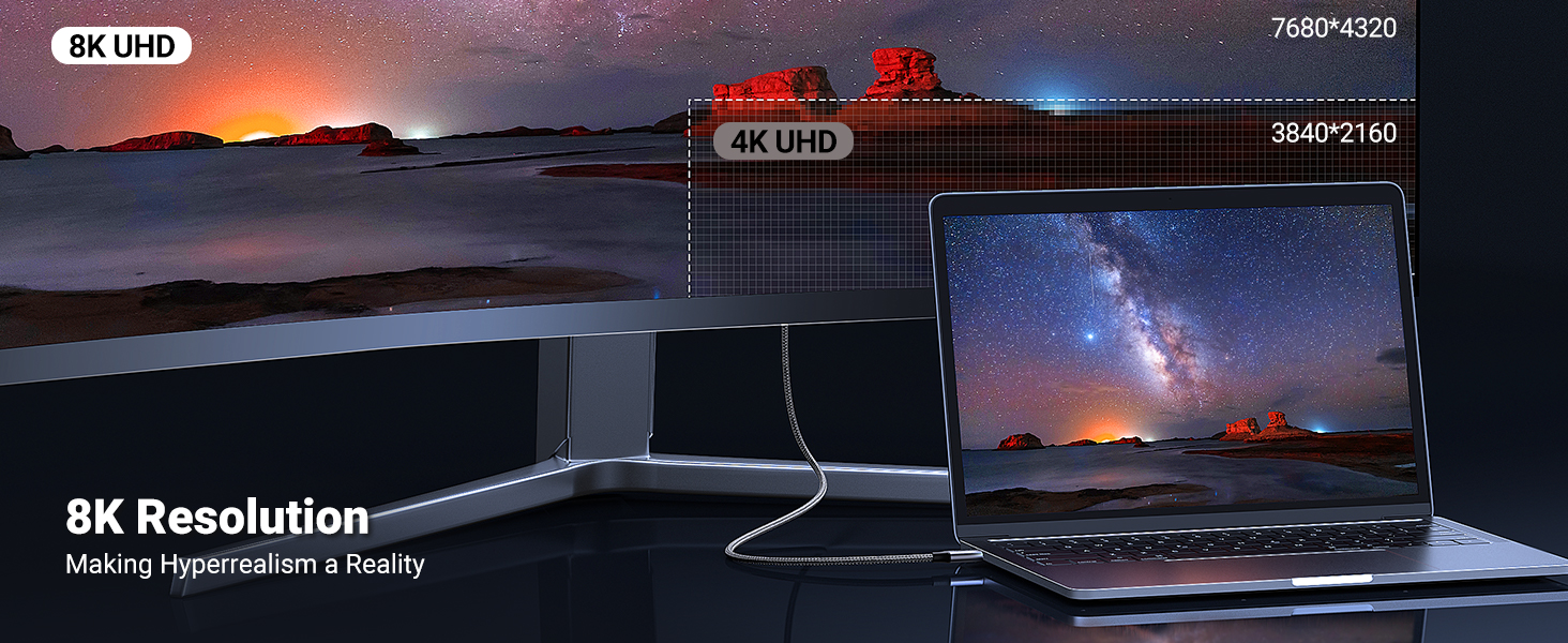 UGREEN 25839 USB C to DisplayPort 1.4 Cable 8K@60Hz 4K@240Hz Unidirectional Thunderbolt 4/3 to DisplayPort Cord, 32.4Gbps HDR DSC MST