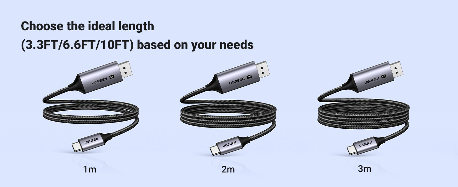 UGREEN 25839 USB C to DisplayPort 1.4 Cable 8K@60Hz 4K@240Hz Unidirectional Thunderbolt 4/3 to DisplayPort Cord, 32.4Gbps HDR DSC MST