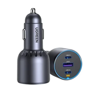 UGREEN 35024 75W Dual Type-C & USB Car Charger PD 3.0 QC 4.0+ PPS Fast Charging for MacBook, iPhone 17/16/15