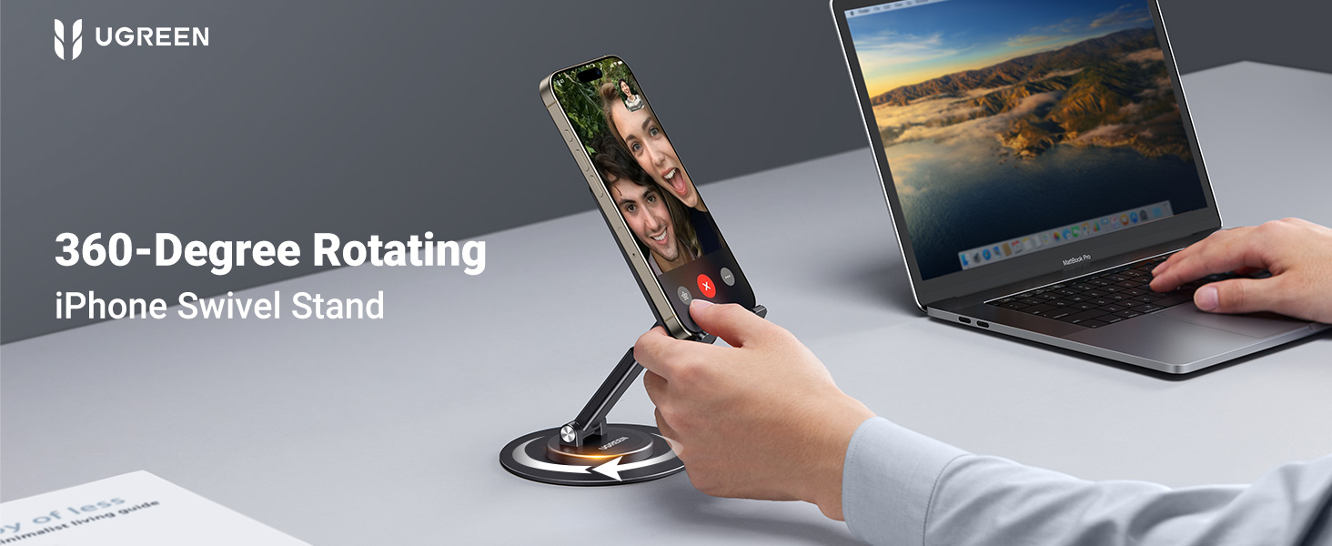 UGREEN 35152 Cell Phone Stand 360° Rotation Multi-Angle Adjustable Foldable Holder for Desk Compatible with iPhone 17/16/15 Pro Max Buy UGREEN 35152 Cell Phone Stand 360° Rotation Multi-Angle Adjustable Foldable Holder for Desk Compatible with iPhone 17/16/15 Pro Max Online in Pakistan - UGREEN PK