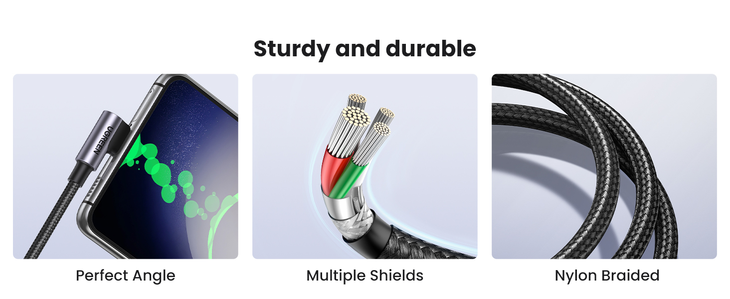 UGREEN 50125 Right Angle 90 Degree 60W USB C Cable (2 Meter) for iPhone 17/16/15, MacBook Pro/Air, iPad Pro/Air/Mini, Samsung Galaxy S26/S25/S24
