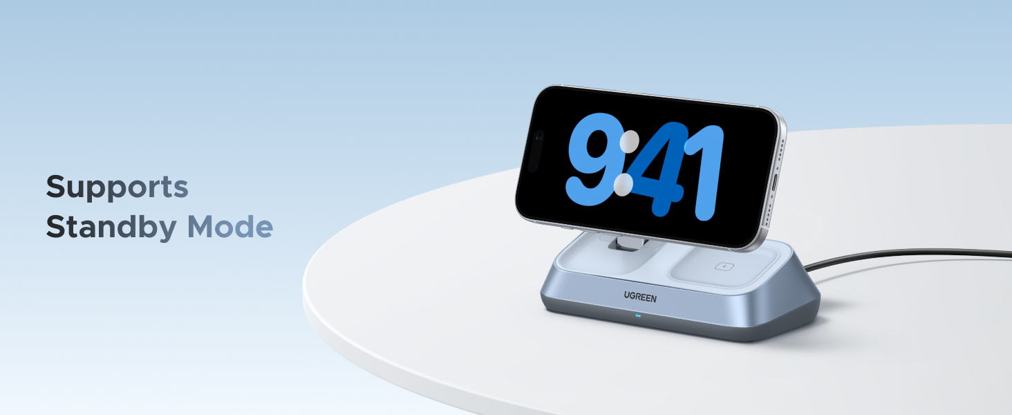 UGREEN 55676 25W Qi2 Certified 3-in-1 MagFlow Wireless Charging Stand for iPhone 17/16/15/14/13/12, AirPods and Apple Watch