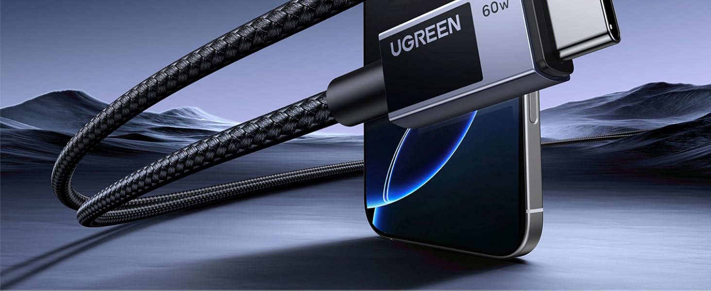Buy UGREEN 55764 PD Fast Charging 60W USB C to USB C Cable (0.5 Meter) Braided for iPhone 17 Pro Max/16 Online in Pakistan - UGREEN PK