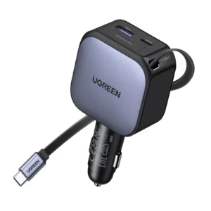UGREEN 55909B 90W Retractable Car Charger Retractable Built-in USB C Cable Compatible with MacBook, iPhone 17/16/15 Pro Max