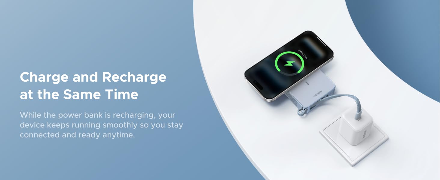 UGREEN 65958 MagFlow 10000mAh Qi2 Certified 25W Fast Wireless Magnetic Power Bank, 30W USB-C Battery Pack for iPhone 17 Pro Max/16/15/14/13/12
