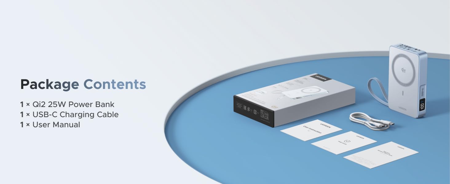 UGREEN 65958 MagFlow 10000mAh Qi2 Certified 25W Fast Wireless Magnetic Power Bank, 30W USB-C Battery Pack for iPhone 17 Pro Max/16/15/14/13/12