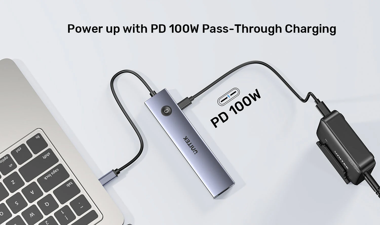 UNITEK uHUB S7 Pro 7-in-1 5Gbps USB-C Hub with Screen On/Off Button, 4K@60Hz HDMI HDR, 100W PD Charging, 5Gbps Data Ports, Dual SD/microSD Card Readers