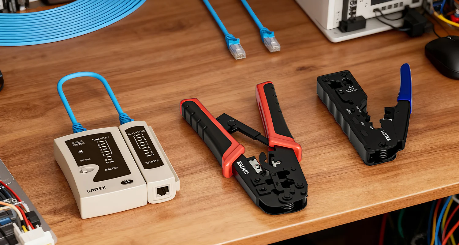UNITEK Multi-Function Network Cable Crimping Tool, 8P/6P Crimper for RJ45 RJ11 Connectors, Cat7 Binder Clip Shielding