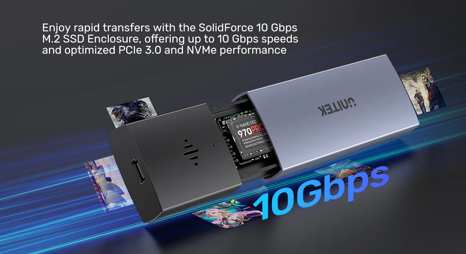 UNITEK SolidForce Smart Anti-loss M.2 SSD Enclosure, 10Gbps NVMe SSD Enclosure with Apple Find My Tracking