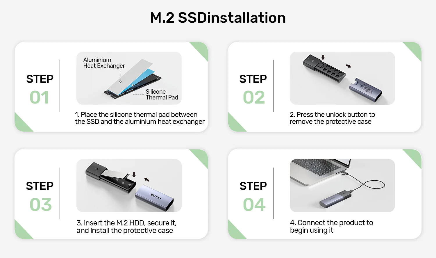 UNITEK SolidForce Smart Anti-loss M.2 SSD Enclosure, 10Gbps NVMe SSD Enclosure with Apple Find My Tracking