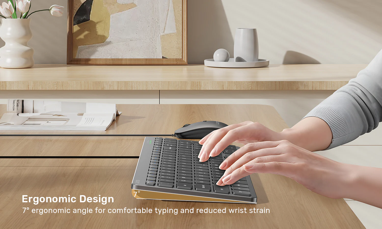 UNITEK SlimTap Ultra Light Wired Keyboard, 99 Keys, Ultra-Slim 17.15mm Profile, Silent Scissor-Switch Keys
