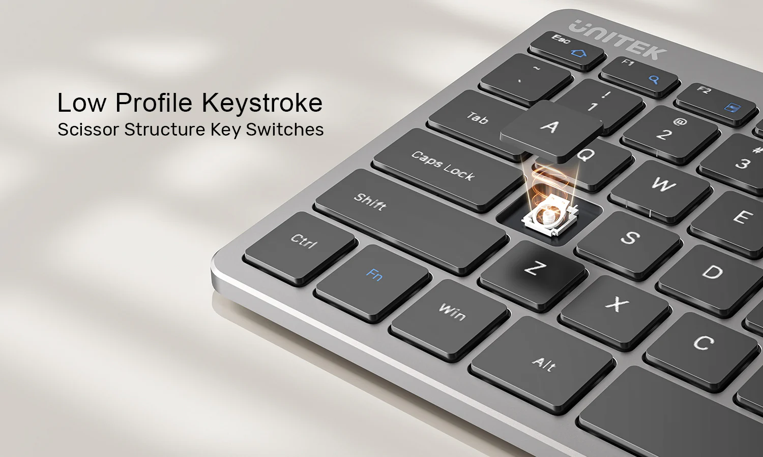 UNITEK SlimTap Ultra Light Wired Keyboard, 99 Keys, Ultra-Slim 17.15mm Profile, Silent Scissor-Switch Keys
