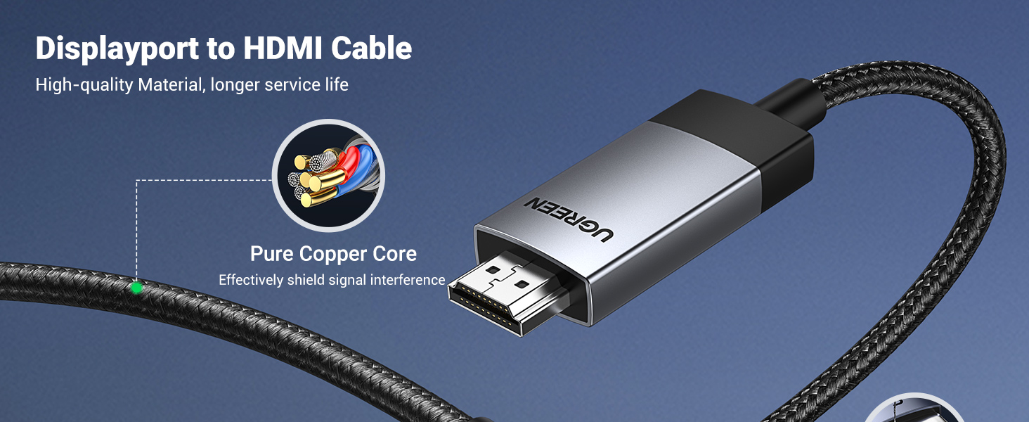 Buy UGREEN 15774 Active 4K@60Hz DisplayPort to HDMI Cable (2 Meter) DP 1.2 to HDMI 2.0 Aluminum Braided Uni-Directional Converter Cord for Gaming Monitors, Projectors, & Workstations Online in Pakistan - UGREEN PK