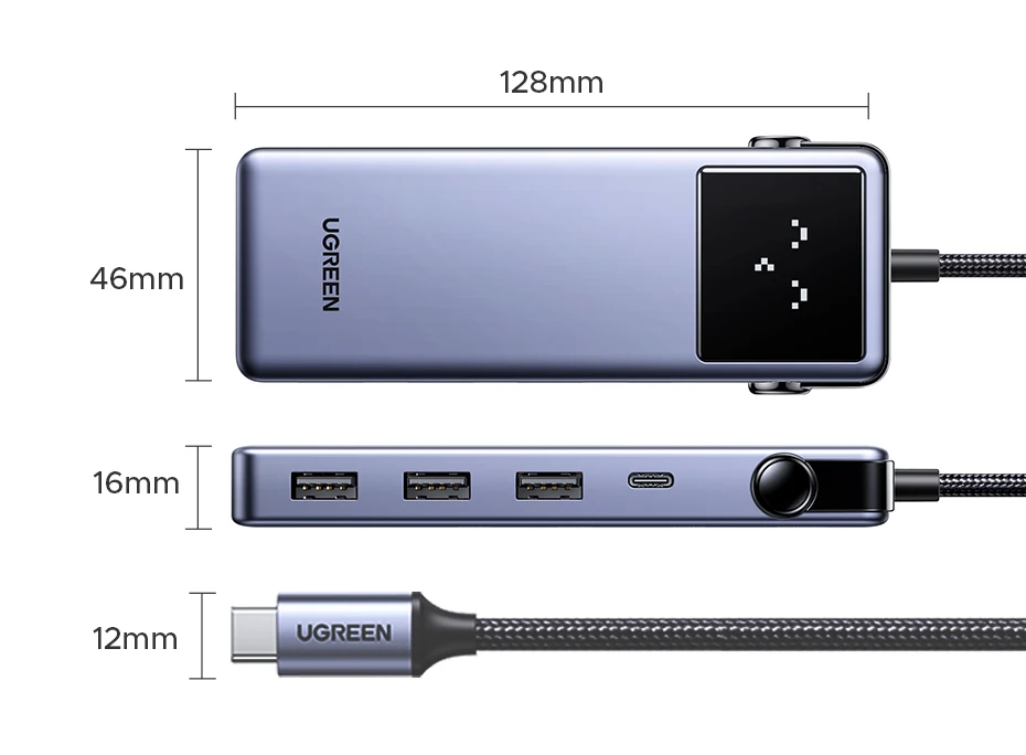 Buy UGREEN 45155 Uno 7-in-1 USB-C Hub 4K@60Hz HDMI, 100W PD Fast Charging, Gigabit Ethernet, 5Gbps USB-C & USB-A Expansion Dock with Smart Robotic Emoji LED Screen Online in Pakistan - UGREEN PK