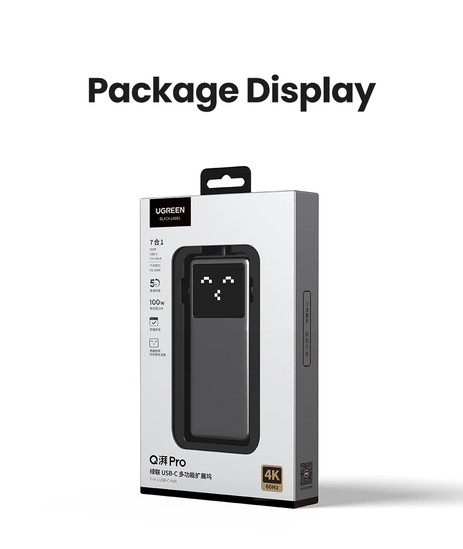 UGREEN 45155 Uno 7-in-1 USB-C Hub 4K@60Hz HDMI, 100W PD Fast Charging, Gigabit Ethernet, 5Gbps USB-C & USB-A Expansion Dock with Smart Robotic Emoji LED Screen Buy UGREEN 45155 Uno 7-in-1 USB-C Hub 4K@60Hz HDMI, 100W PD Fast Charging, Gigabit Ethernet, 5Gbps USB-C & USB-A Expansion Dock with Smart Robotic Emoji LED Screen Online in Pakistan - UGREEN PK