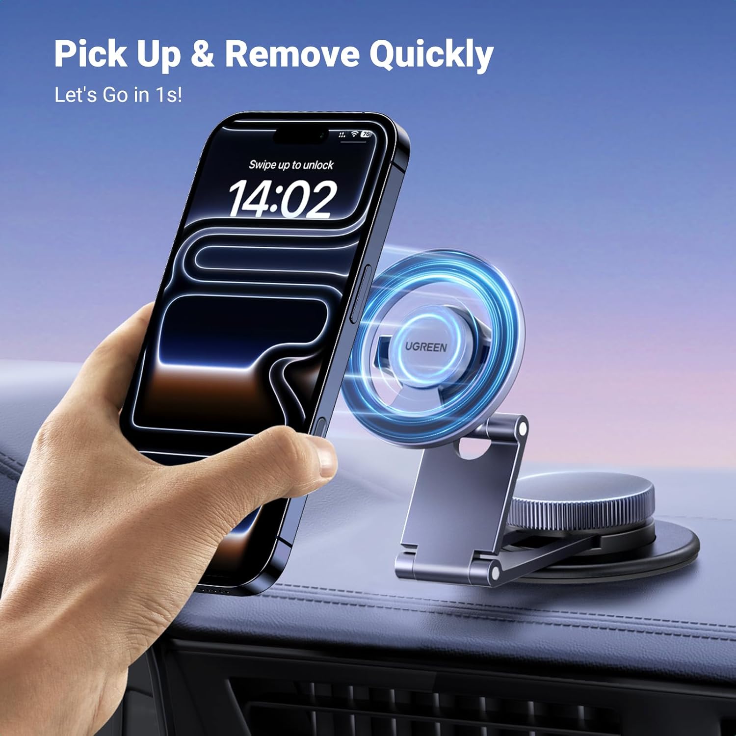 Buy UGREEN 45577 Magsafe Car Mount 360° Rotation Magnetic Phone Holder for iPhone 17/16/15/14/13/12 Series Online in Pakistan - UGREEN PK