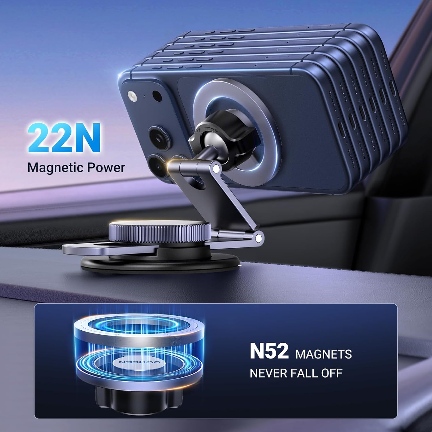Buy UGREEN 45577 Magsafe Car Mount 360° Rotation Magnetic Phone Holder for iPhone 17/16/15/14/13/12 Series Online in Pakistan - UGREEN PK