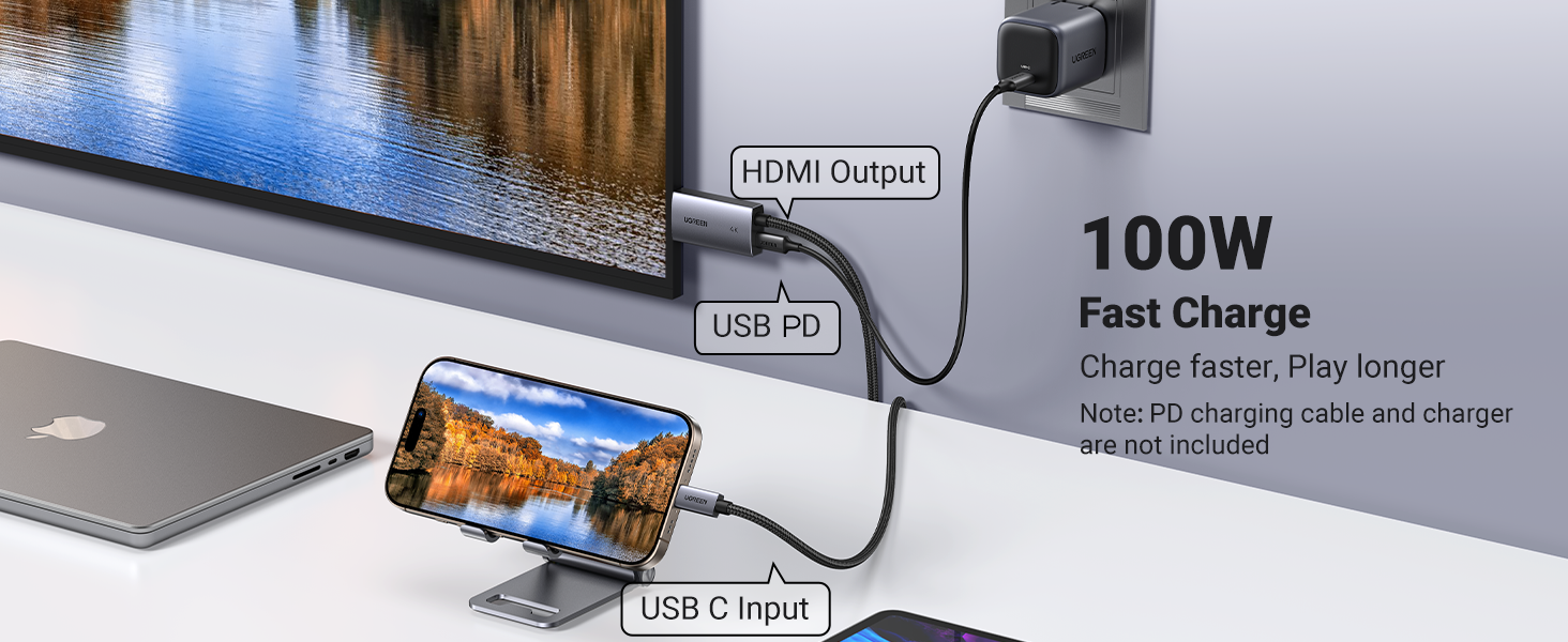 Buy UGREEN 55530 Unidirectional USB C to HDMI Cable 2 Meter with 100W PD Fast Charging 003 Online in Pakistan - UGREEN PK