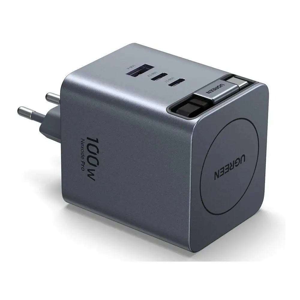 Buy UGREEN 65828 Nexode Pro 100W GaN Fast Charger with Retractable Cable (EU Plug) for iPhone 17/16/15 Pro Max, Samsung Galaxy S26/S25/S24 Ultra Online in Pakistan - UGREEN PK