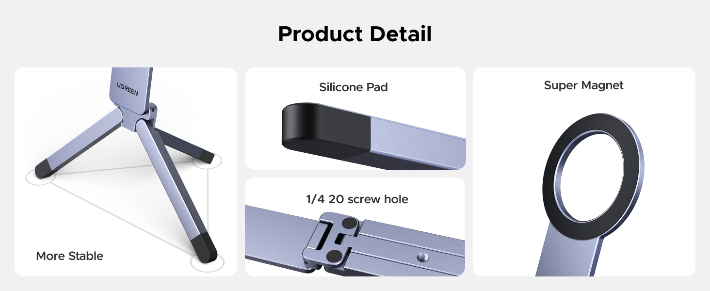 UGREEN 75509 MagSafe Tripod 360° Rotating Adjustable Magnetic Phone Stand with 1/4'' Screw Port for iPhone 17/16/15/14/13/12 Buy UGREEN 75509 MagSafe Tripod 360° Rotating Adjustable Magnetic Phone Stand with 1/4'' Screw Port for iPhone 17/16/15/14/13/12 Online in Pakistan - UGREEN PK