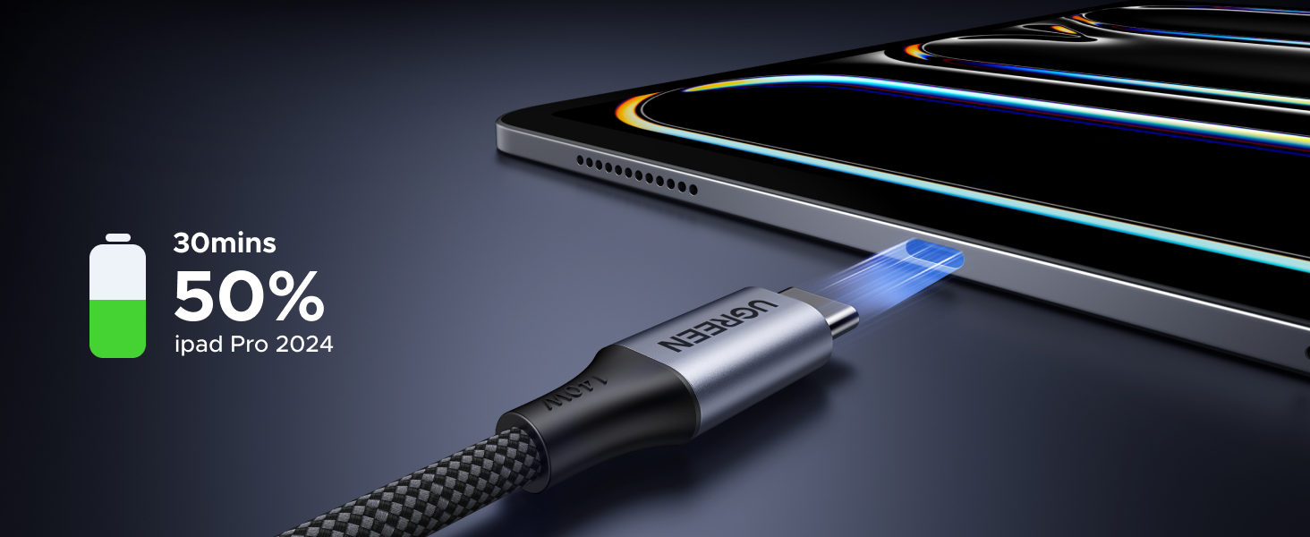 Buy UGREEN 75733 140W Dual USB-C to USB-C 2-in-1 Fast Charging Cable (2 Meter) 5A PD3.1 Heavy-Duty Nylon Braided Power Display & Intelligent Dual-Device Charger Splitter Cord for MacBooks, Laptops, iPhones, iPads, & Galaxy Series Online in Pakistan - UGREEN PK