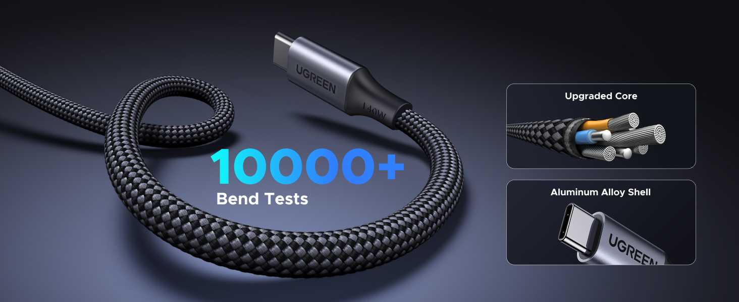 Buy UGREEN 75733 140W Dual USB-C to USB-C 2-in-1 Fast Charging Cable (2 Meter) 5A PD3.1 Heavy-Duty Nylon Braided Power Display & Intelligent Dual-Device Charger Splitter Cord for MacBooks, Laptops, iPhones, iPads, & Galaxy Series Online in Pakistan - UGREEN PK