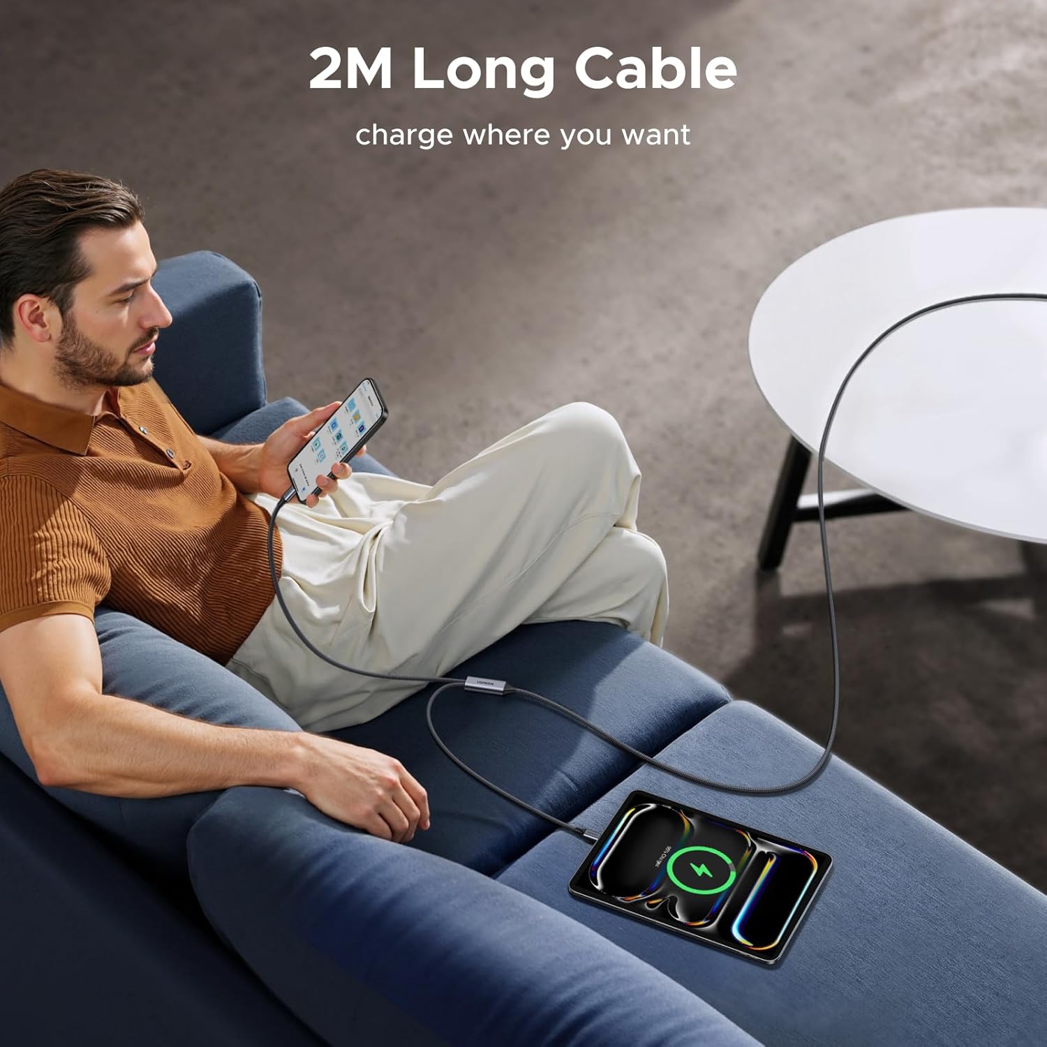 Buy UGREEN 75733 140W Dual USB-C to USB-C 2-in-1 Fast Charging Cable (2 Meter) 5A PD3.1 Heavy-Duty Nylon Braided Power Display & Intelligent Dual-Device Charger Splitter Cord for MacBooks, Laptops, iPhones, iPads, & Galaxy Series Online in Pakistan - UGREEN PK