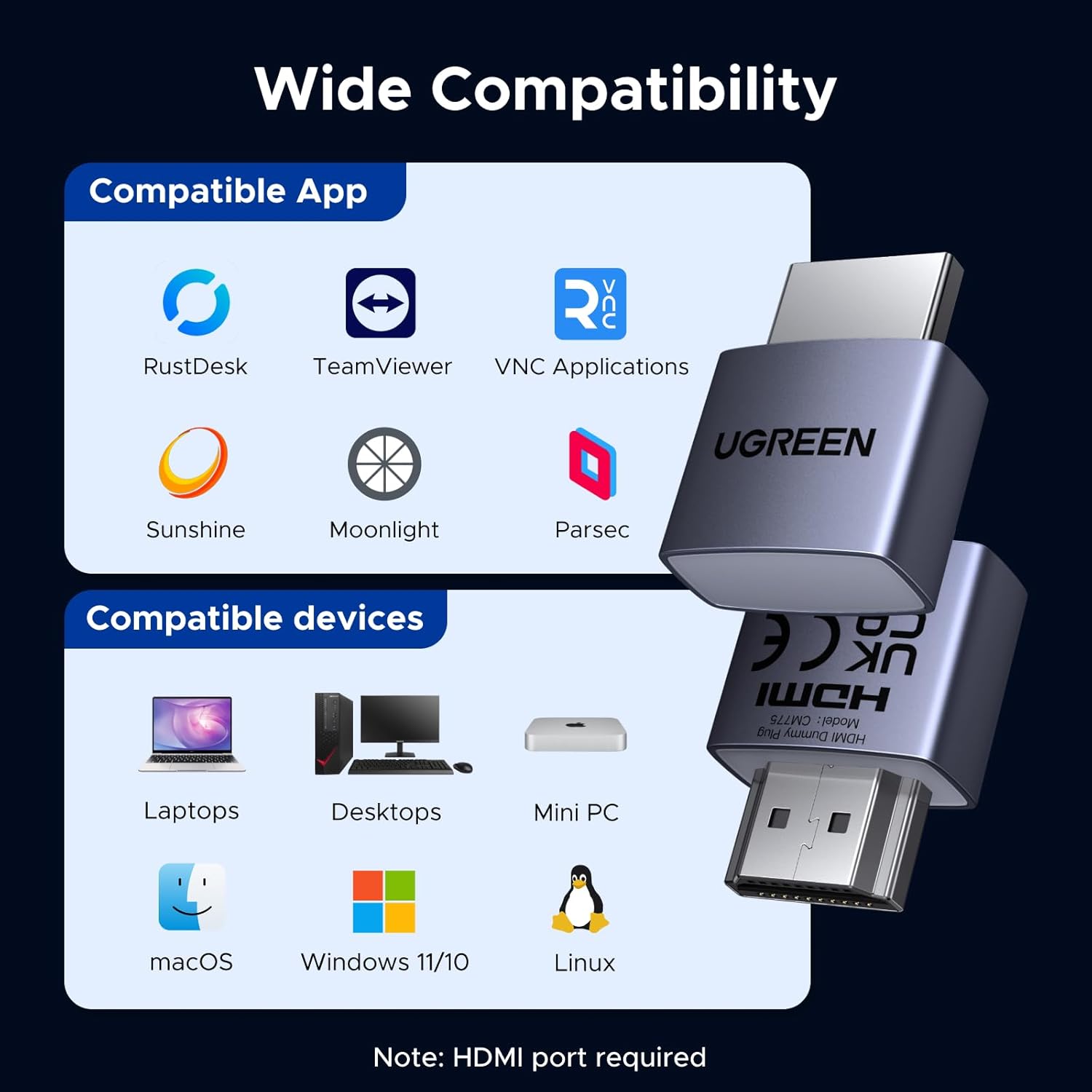 Buy UGREEN 95994 4 Pack HDMI Dummy Plug 4K@60Hz 2K@60Hz 1080P@120Hz 09 Online in Pakistan - UGREEN PK